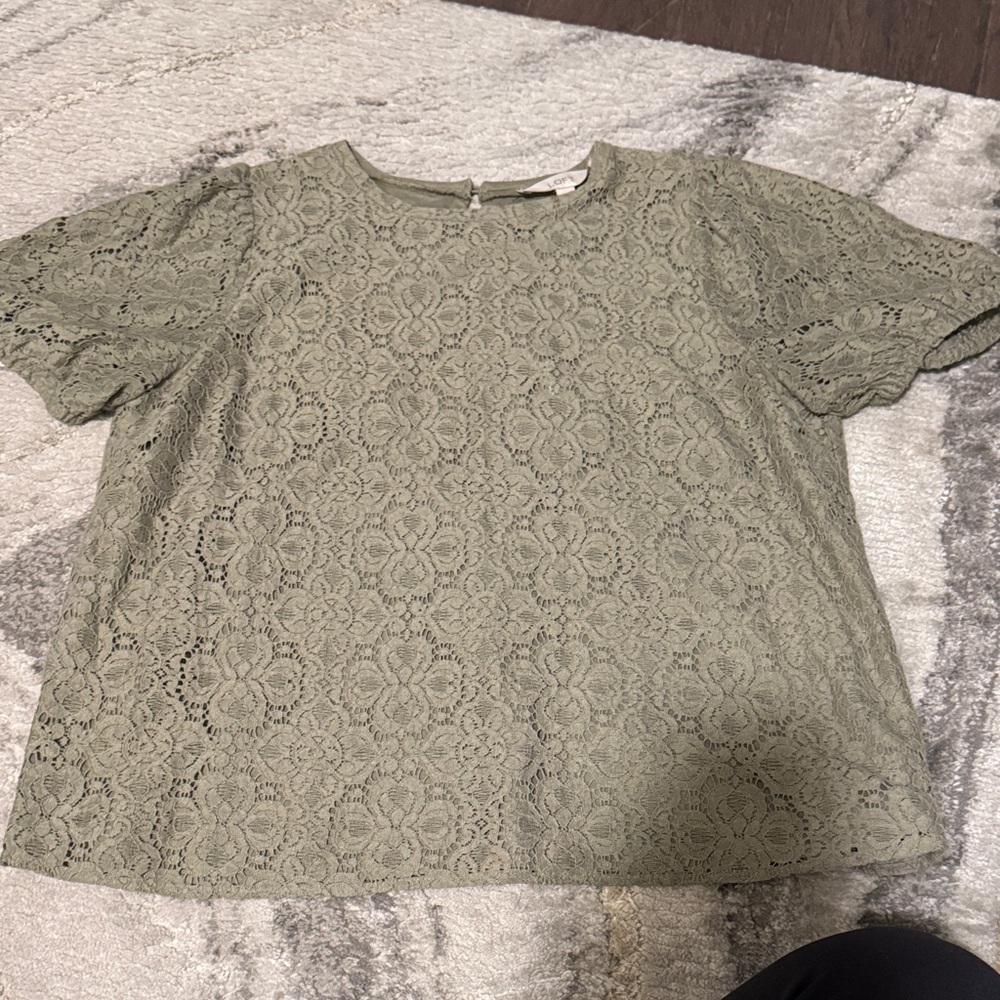 LOFT Olive Lace Blouse